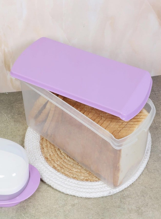 Gluman Multi Storage Bread Box Container & Organizer Set for Kitchen, Refrigerator & Home Use Airtight 100% Food Grade Container (33 X 15 X 11.8 Cm) (Purple) - Image 4